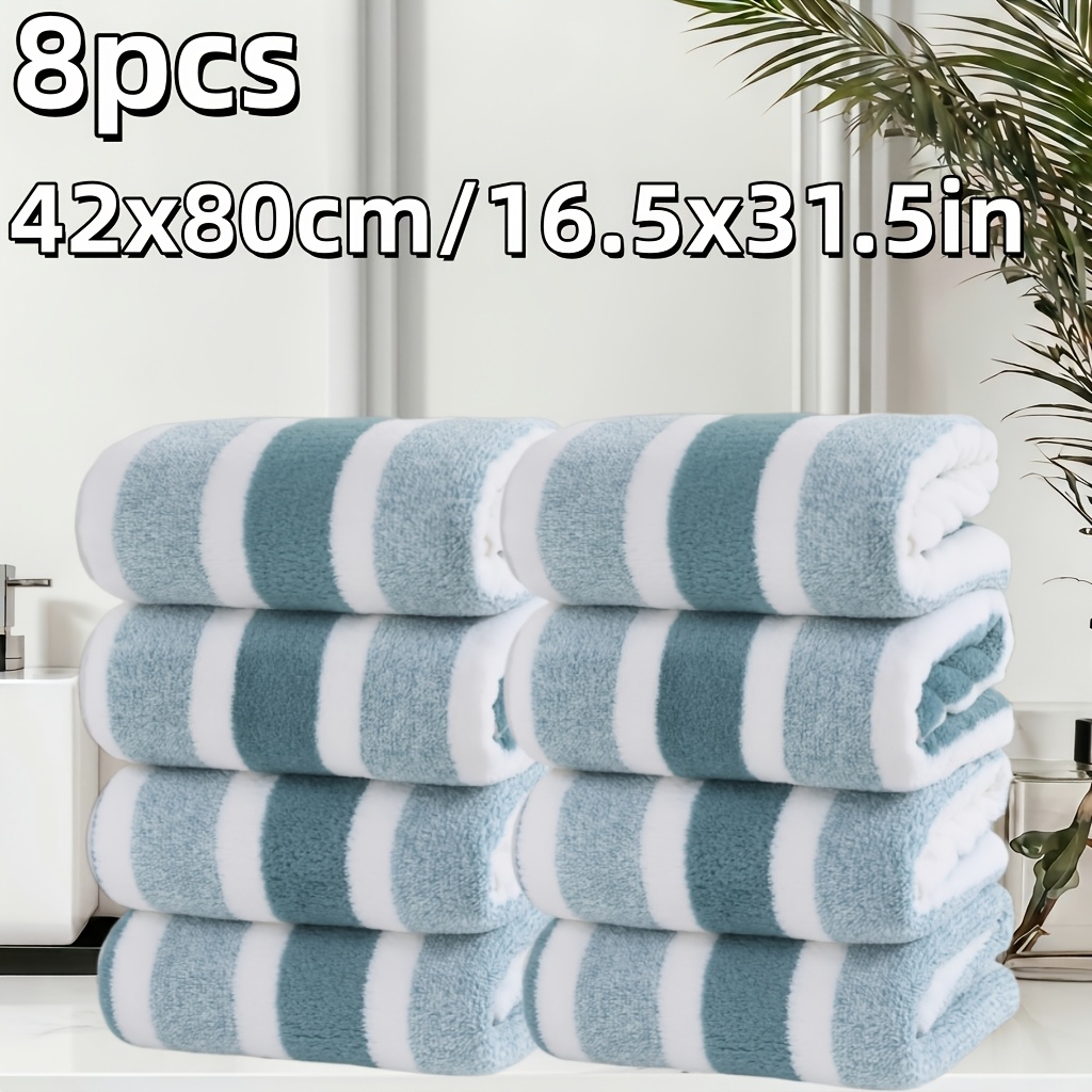 TEMU 8pcs Set Of Large Sized Hand Towels, 42*80cm/16.5*31.5in, Thick Coral Hand Towel, Fiber, Multiple Colors, Absorbent, Quick Drying, Soft And