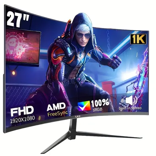 27 inch lxz monitor with built in speakers 1080p hdtv eye technology vga vesa support srgd color range fhd resolution for pc office home use