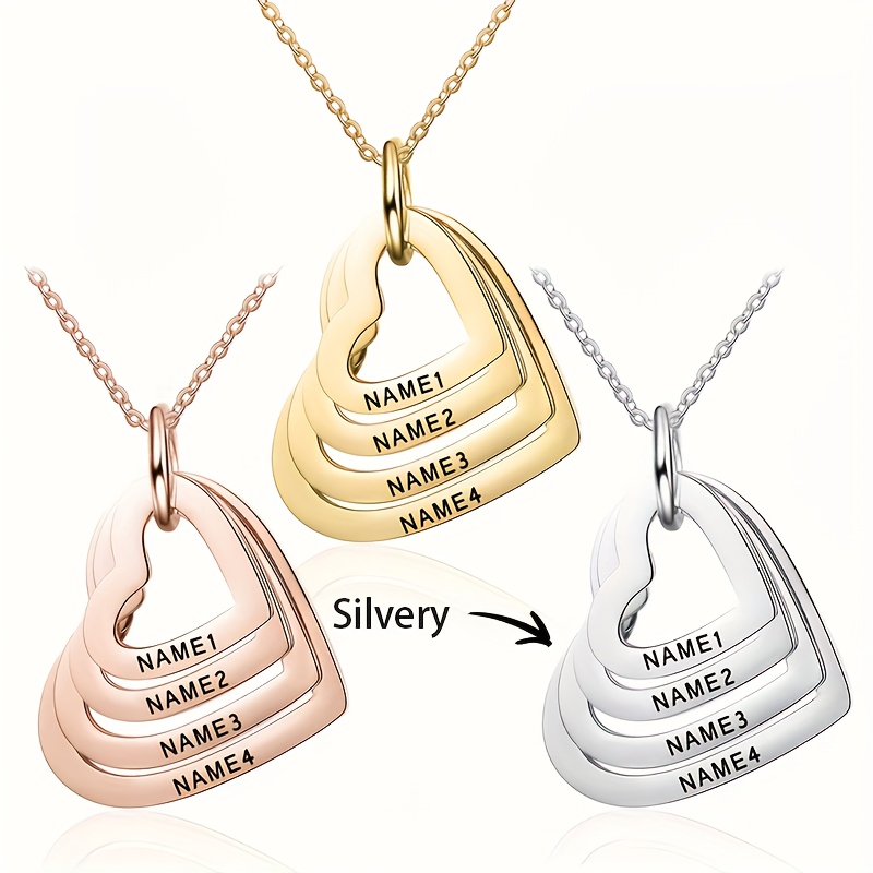 E-shop Personalisierte Mama-Halskette mit 1-4 Namen – Individueller Herz-Anhänger für Mutter, Oma, Ehefrau oder Tochter – Familienschmuck, Perfektes