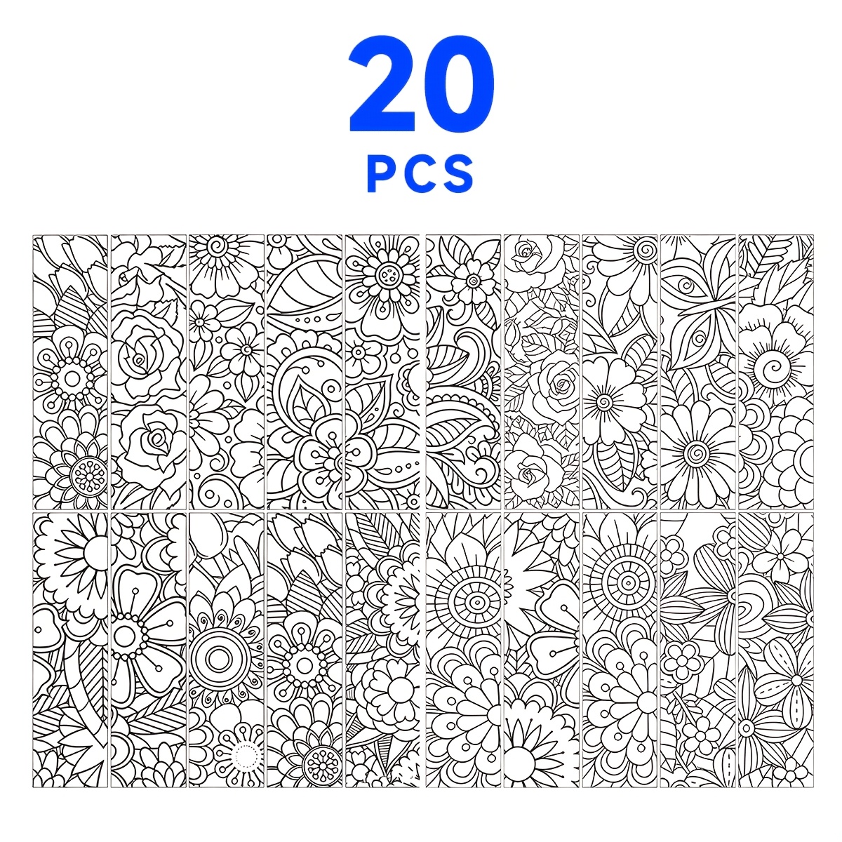 TEMU 20 Mandala Style Coloring Bookmarks, Exquisite Bookmarks, Ultra-thick Cardstock, 20 Different Patterns, Blank Back Page For Writing Your Text, A