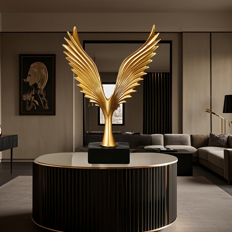 1pc Golden roc with Spread Wings Resin Statue, Modern Minimalist Abstract Desk Sculpture for Home, Office, Living Room, Bedroom, Indoor Decor, No Electricity Needed, Bookshelf Decoration