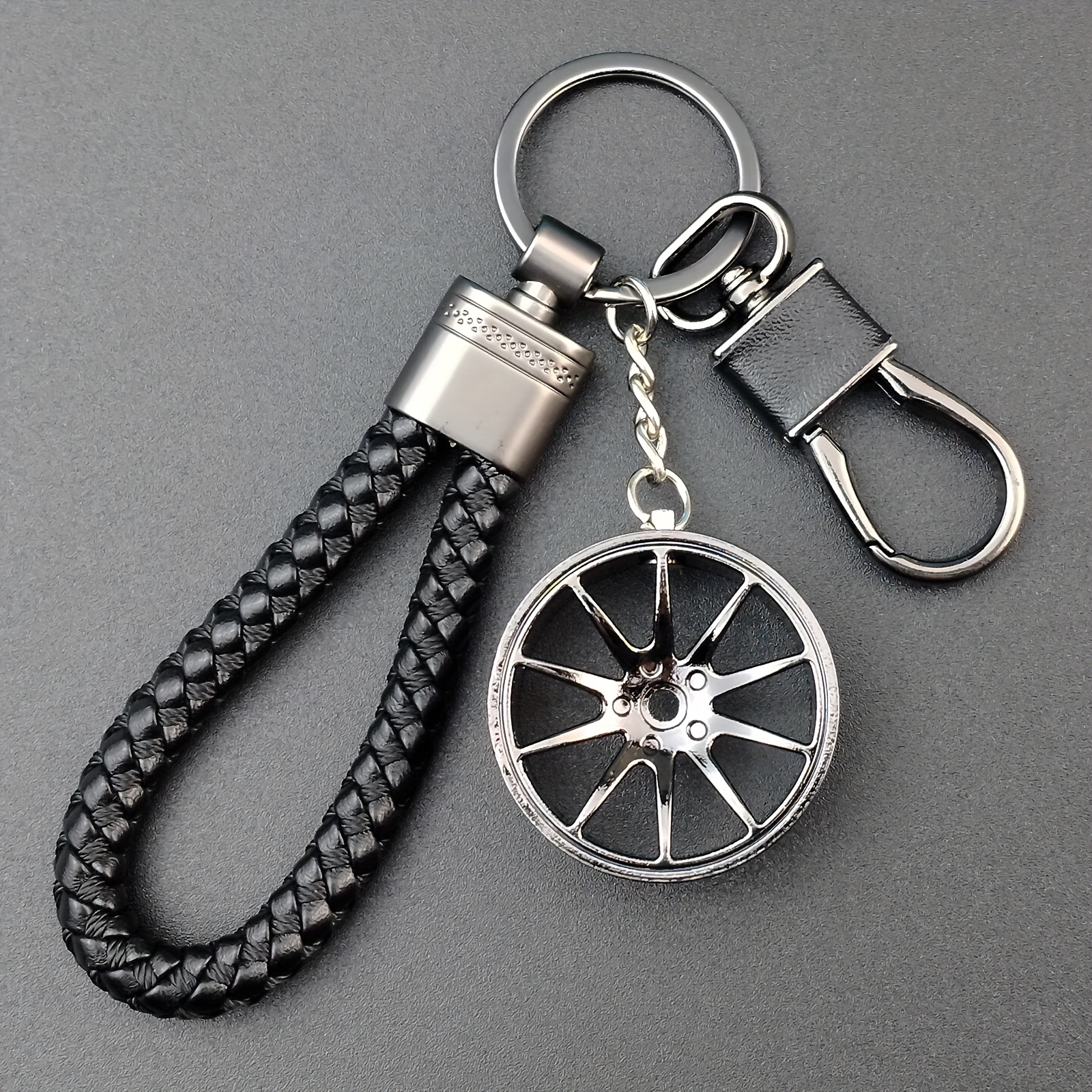 Image of Cable Tire Wheel Keychain Compatible For - 37mm Wheel Car Key Accessory, Durable Vehicle Upgrade Gift For Drivers, Car Enthusiast Accessory