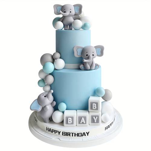 28pcs elephant cake topper mini 3d elephant alphabet ball cake topper boys girls birthday party shower cake topper
