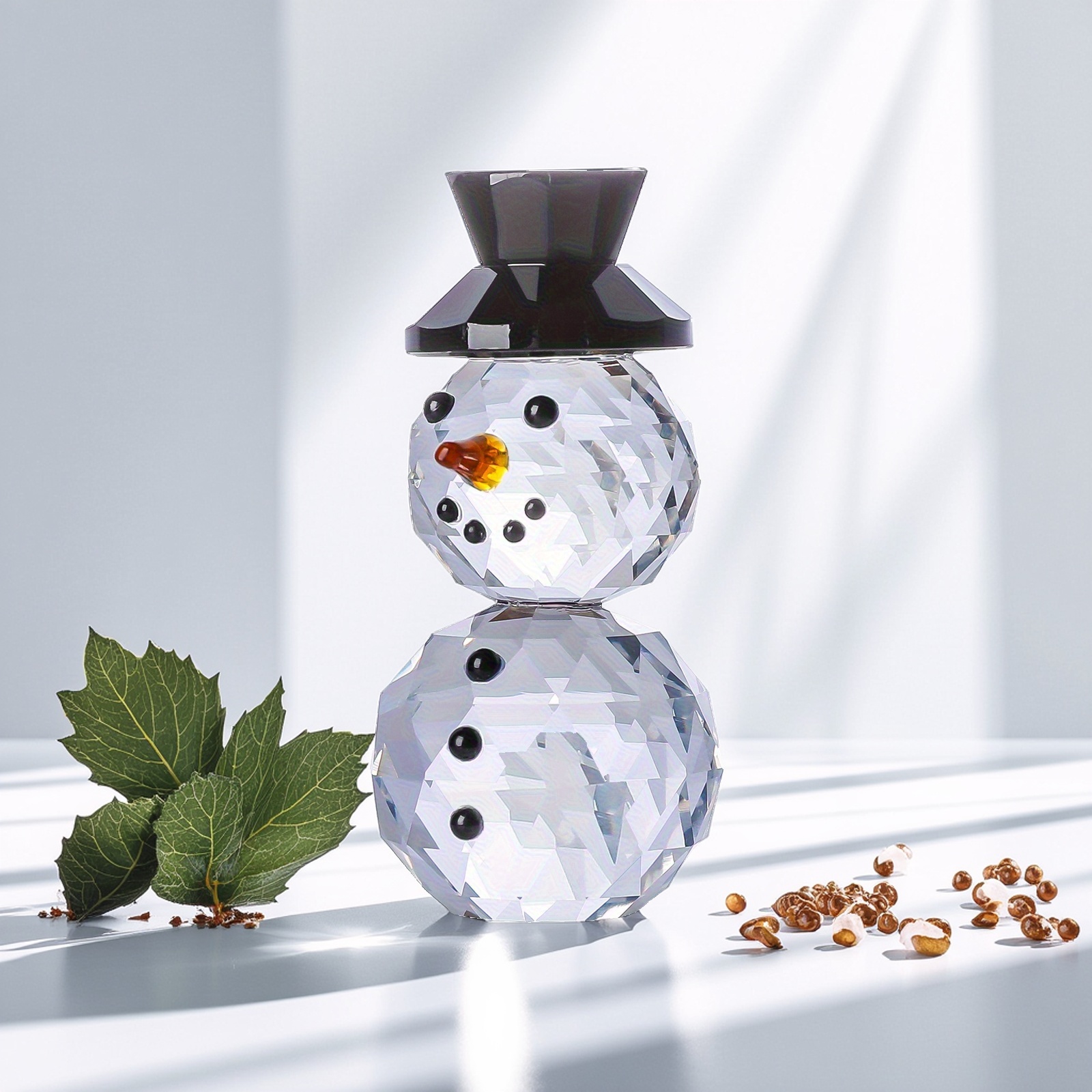 Image of Catcher Made Of Artificial Crystal, Featuring A Luxurious Snowman Statue. This Decorative Piece Is Perfect For Home Table Decor, Collectibles, And Adds A Lovely Touch To Living Rooms, Cafes