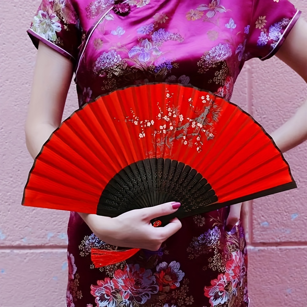 

Folding Fan Vintage Silk Folding Hand Fan Bamboo Chinese Fabric Fan Pattern Art Craft Japanese Decoration Home Bride Folding Hand Fan Fan