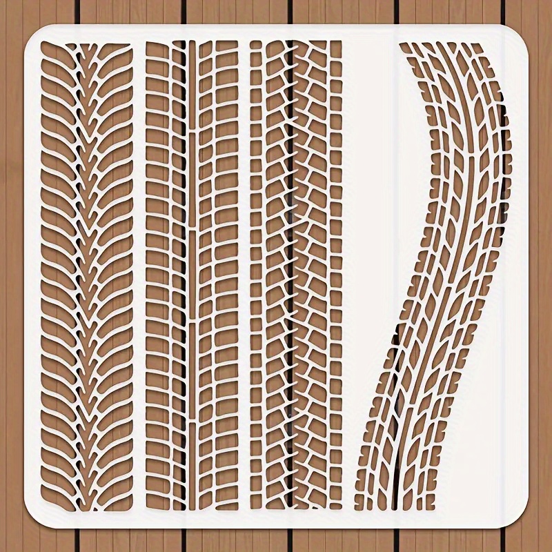 E-shop 1 Stück 11,8-Zoll Reifenspur-Schablone - 4-Spur-Design, leicht zu reinigendes PET-Material, geeignet für DIY-Bastelarbeiten, Malerei, Fliesen,
