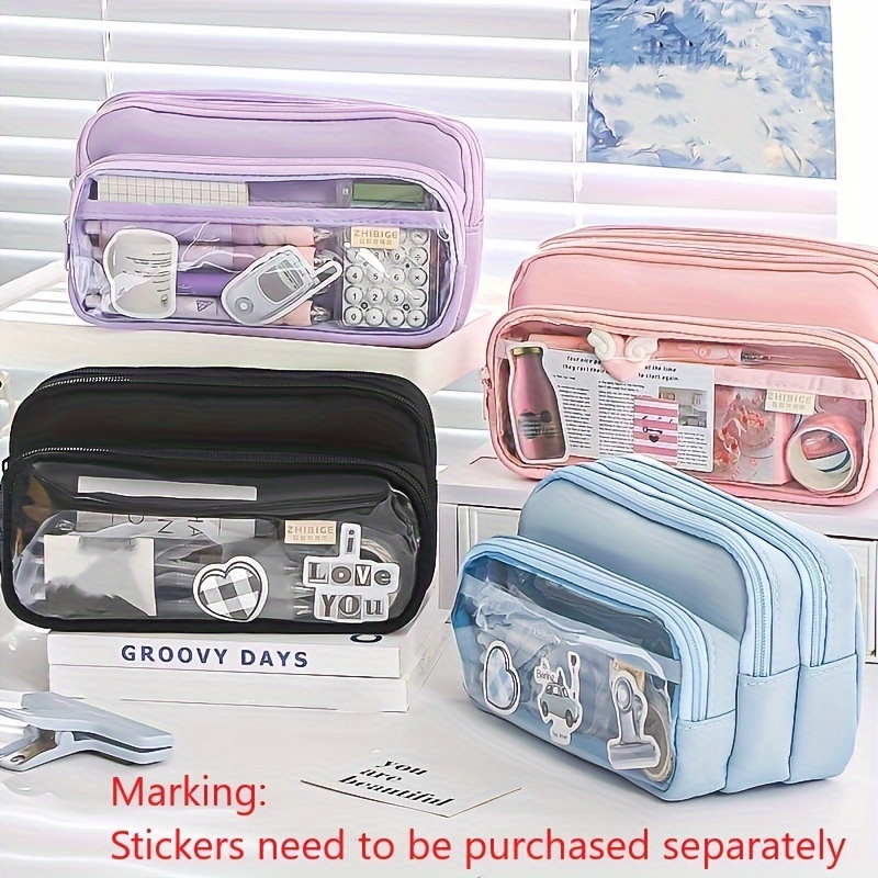 

Large Capacity Pen, Pencil & Marker Case - Portable Stationery Storage Bag With Steel Holder, Beauty Cosmetic Organizer, And Design - Office, And Travel