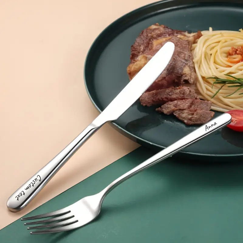 2pcs customizable stainless steel dinnerware set personalized engraving elegant black gift box with fork knife ideal for special occasions personalized dinnerware elegant dinnerware durable dinnerware Product details 3