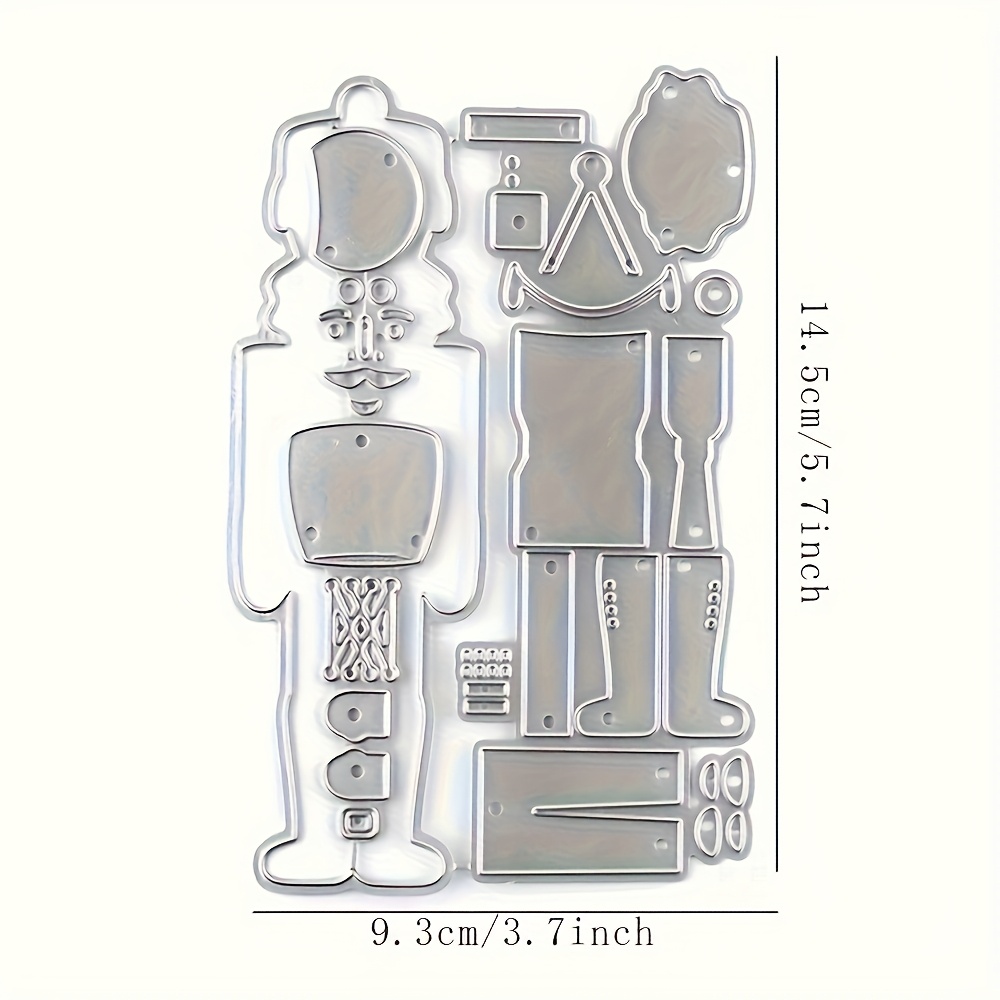 TEMU Christmas Nutcracker Metal Cutting Die - Silver Embossing & Die-cutting, Suitable For Card Making, Scrapbooking & Handicrafts - Holiday Template