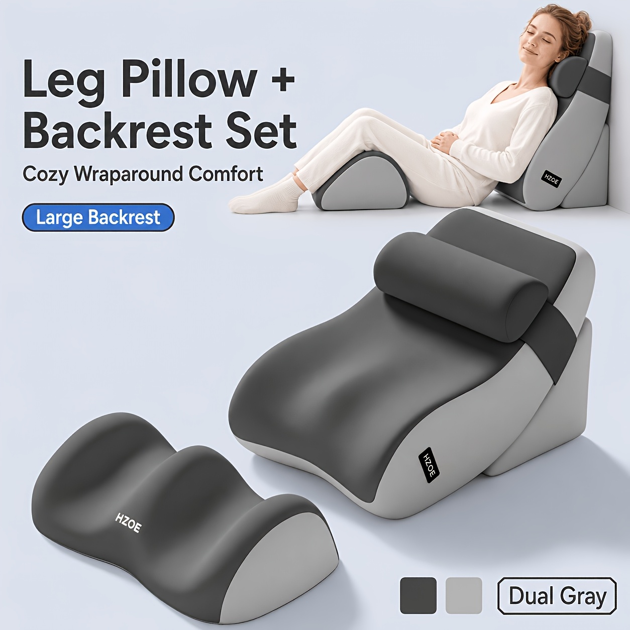 TEMU Ensemble d'oreillers de de cale de lit, 4 pièces, coussin de ergonomique en mousse à de avec élévation des jambes et appui-tête, oreiller