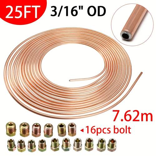 25ft Car Brake Tube 3/16 Outer Diameter Copper Nickel Disc Brake Cutter Joint Pipe Brake Repair Tool Kit Automotive Accessories