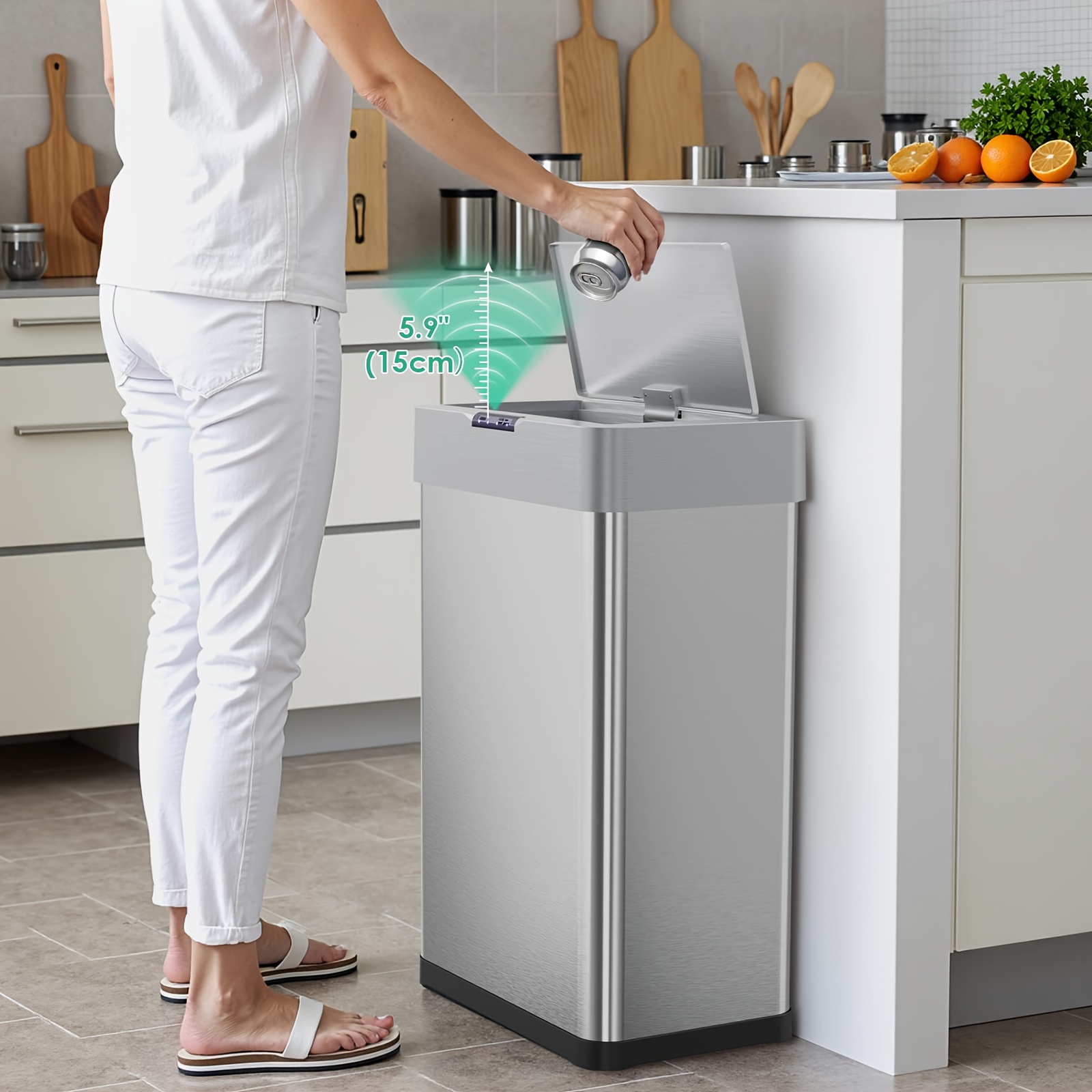 50L Automatischer Mülleimer, Intelligenter elektrischer Abfalleimer mit Bewegungssensor, Haushalts-Mülleimer mit Bewegungssensor, Automatischer Mülleimer mit Bewegungssensor für Wohnzimmer,