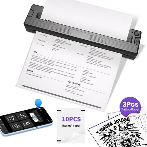 compact wireless printers designed for travel small inkless printers 8 5 x 11 us letter legal a4 a5 thermal paper are compatible with ios and laptops