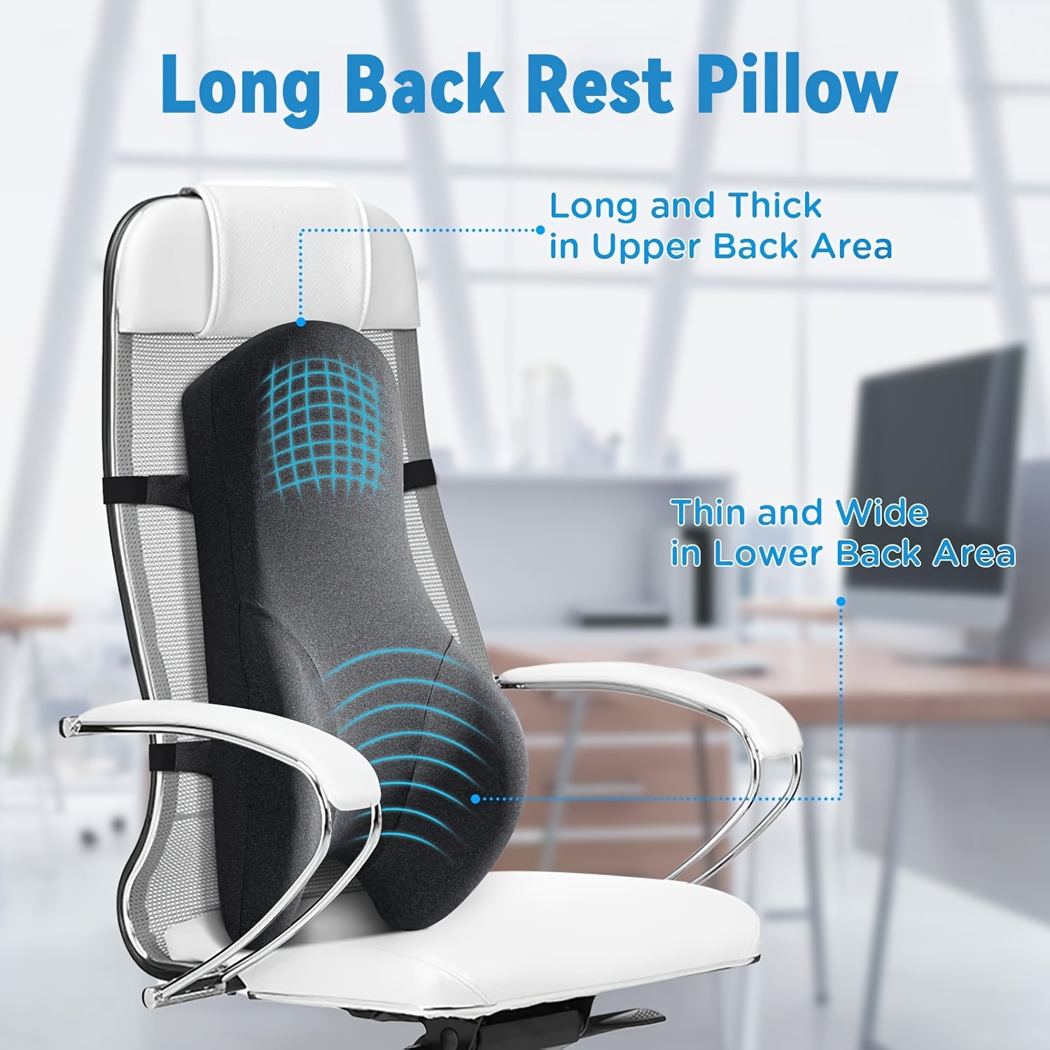 long back support pillow for   recliner sitting back cushion for   big ergonomics orthopedic posture backrest pillow memory foam back cushion for car seat office chair desk chair gaming chair Product details 1