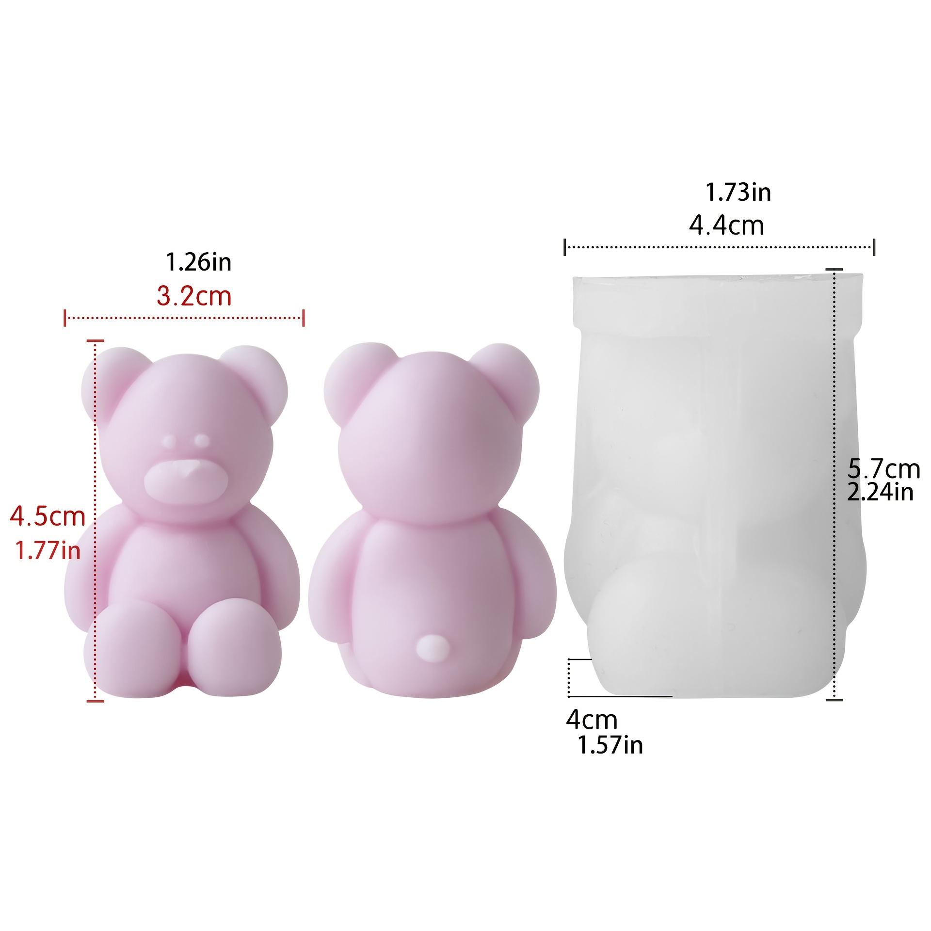 TEMU 【1個】るクマの香り付きキャンドル シリコンモールド、かわいいクマのキャンドルワックス シリコンモールド レジン動物キャンドル アロマ ハンドメイドモールド、家族 結婚式 パーティー デコレーション