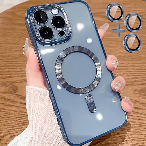 phone case for iphone 11 12 13 17 max magnetic charging compatible soft tpu protective phone case with full camera lens protection camera lens protector anti scratch drop resistant design holiday gift