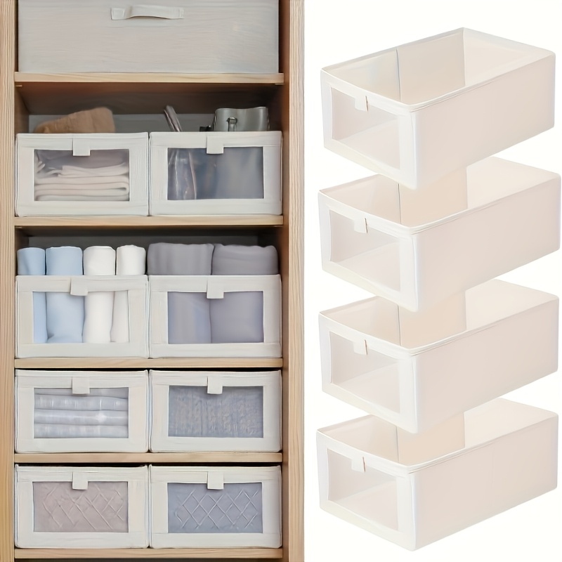 

5 Sets Of Linen Organization Set - Large Foldable Storage Box With Window, Suitable For Clothes, Jeans, Toys - Multifunctional Rectangular Box, Home Organization, Laundry Basket