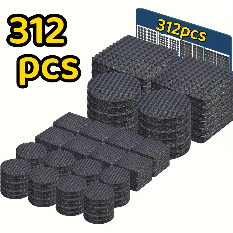 TEMU 312pcs Furniture Pads, 4 Sizes Heavy-duty Vinyl Felt Floor Protectors - Non-slip Chair Leg Pads, Noise-reducing Pads For Hardwood & Laminate