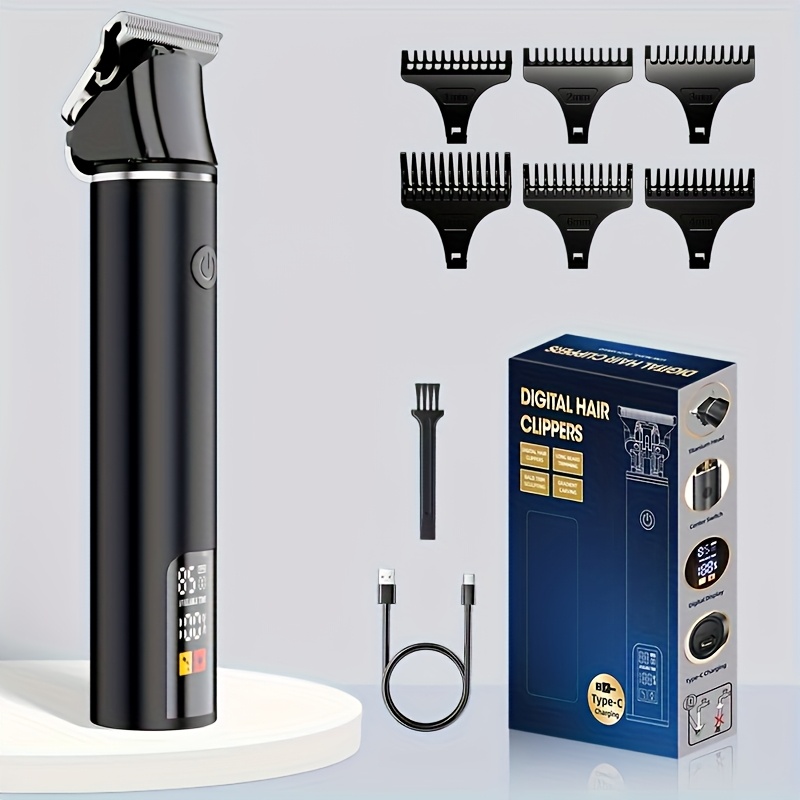 TEMU 1pc Men's Electric Hair Clipper, Zero- Trimmer, Beard Trimmer, Electric Sculpting Clipper. Alloy Body, 1200mah High-capacity Lithium Battery, 3