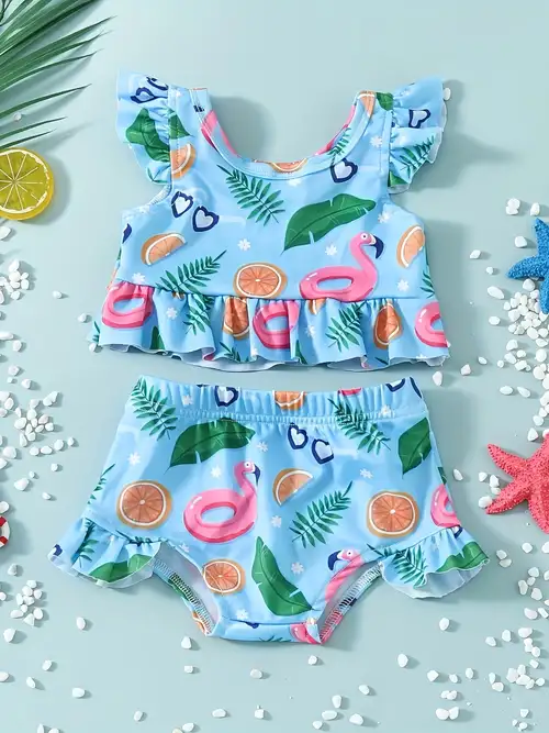 Toddler's Watermelon Leaves Pattern Swimsuit Long Sleeve Top - Temu