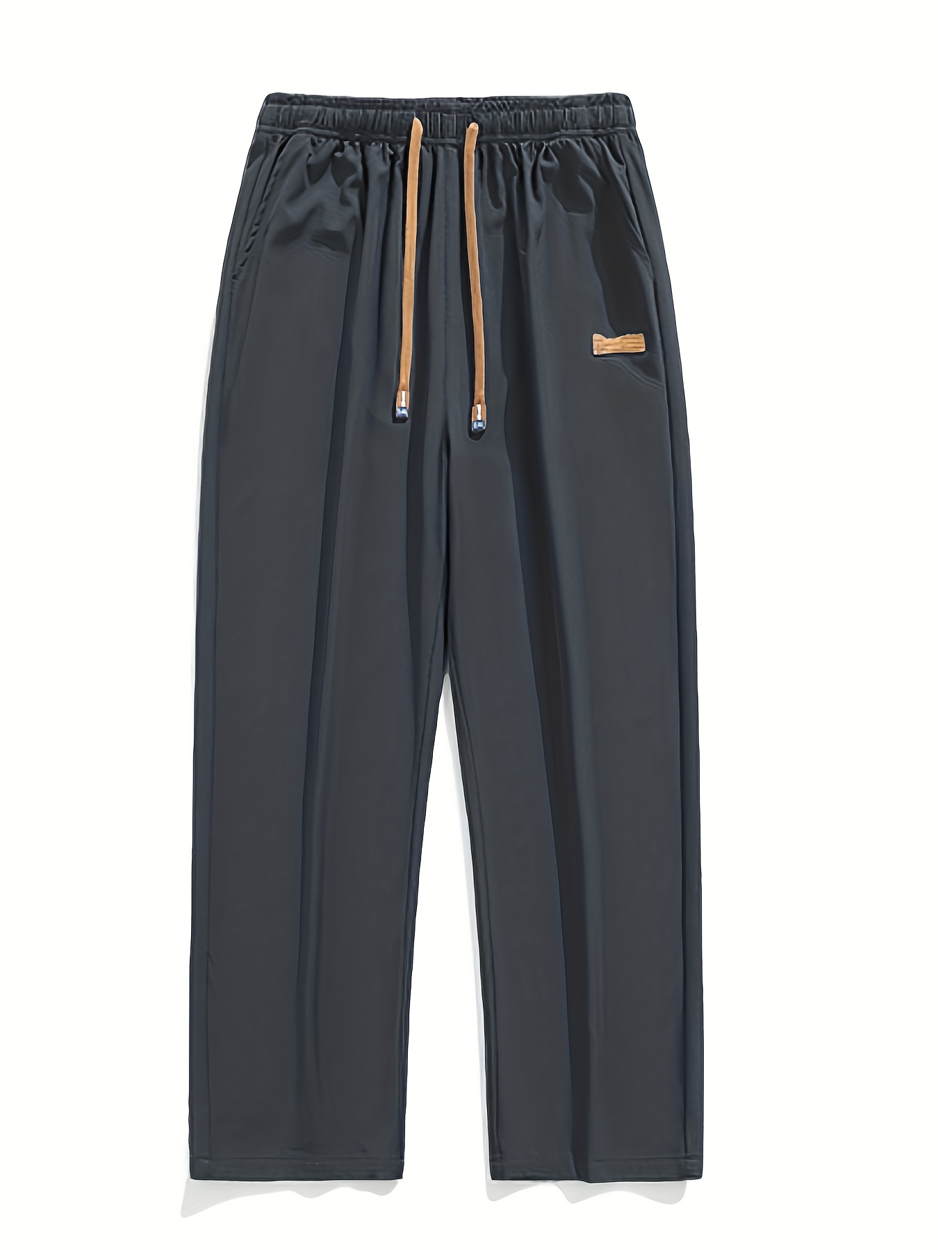 2025 Trendy Men's Spring-Summer Casual Pants, Loose Fit Joggers, Solid Color Sport Trousers, Polyester Long Pants