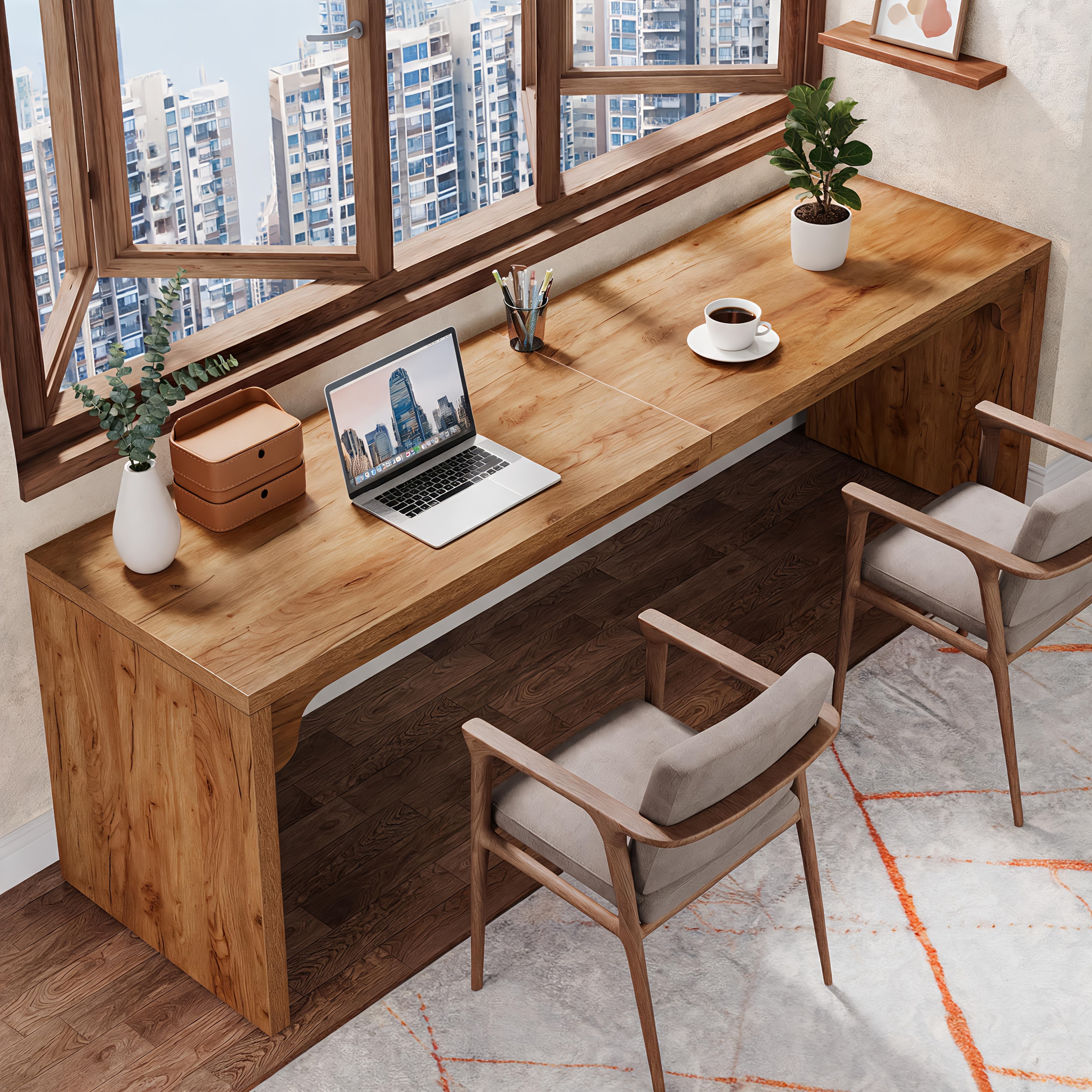 TEMU Wooden Extra Long Desk Double Desk Workstation, 78.7 Inches Long Computer Desk, 2 Person Desk For Home Office, Large Writing Desk For 2 People,
