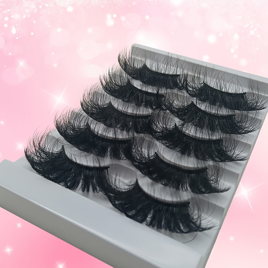 5 Pairs Of D False Eyelashes, 25mm Soft And Comfortable, Super Thick And Super Fluffy, , Beginner-friendly, Long Thick Cross-section Eyelash Set