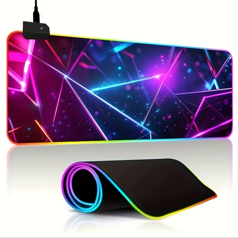 RGB LED Backlit Gaming Mouse Pad, 400x900mm Large Keyboard Desk Mat, Thick Non-Slip Rubber, Decorative Office and Student Desk Accessory