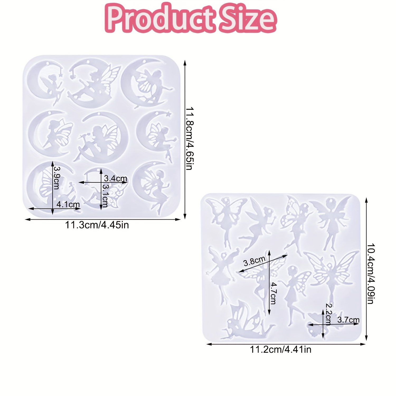 Image of 2pcs Wing& Fairy Silicone Molds - Resin Molds For Epoxy Jewelry Making, Earrings, Pendants, And Craft Crafts| Detailed Figurine Design| Easy To Demold, Durable, Reusable& Easy To Clean
