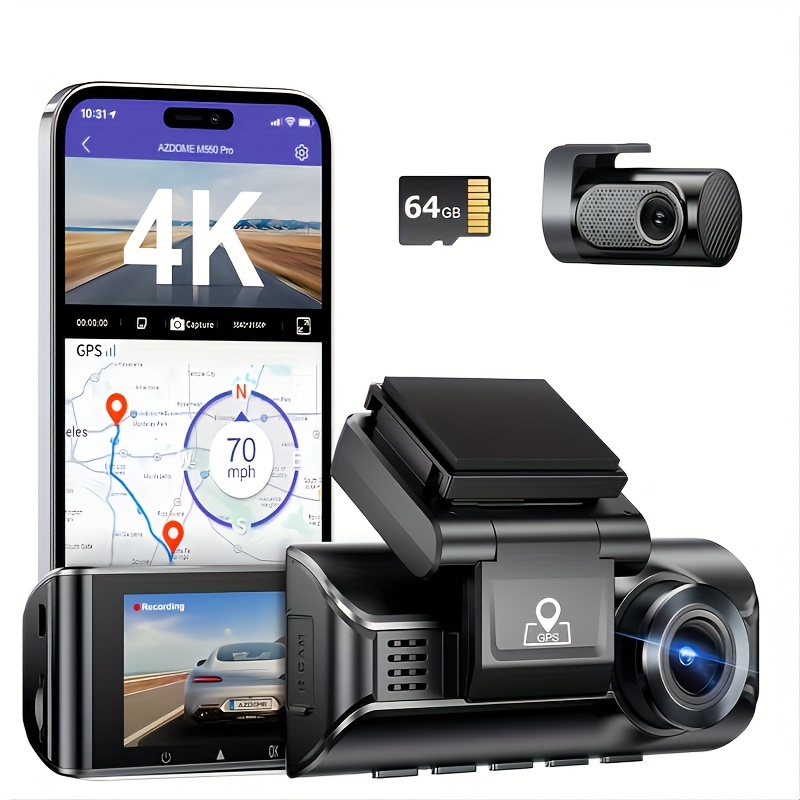 

Azdome Pro Dual Dash Cam With 3.19" Ips Screen, Front And Rear 4k+1080p, , Built-in 5g Wifi And Gps, Free 64gb Card, 24h Parking Mode,