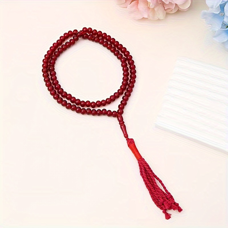 Chapelet Musulman (Misbaha) 99 Perles En Résine - Longueur ~43 Cm - Cadeau Pour L'Aïd, Prière, Souvenir - Noir/marron Clair