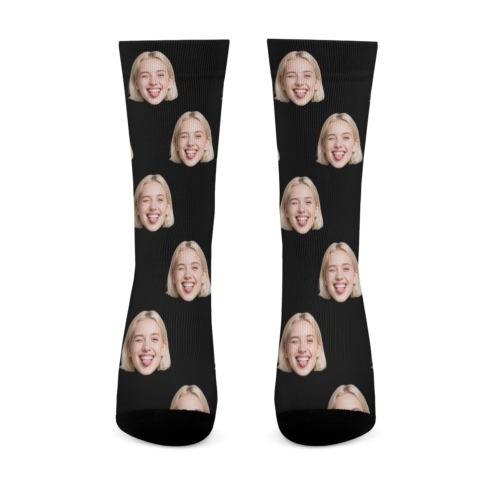 TEMU 1 Paire de Chaussettes DIY Personnalisées avec Photo de Visage pour Hommes et Couples - Personnalisés avec Vos Propres Photos, Bas Lavables en