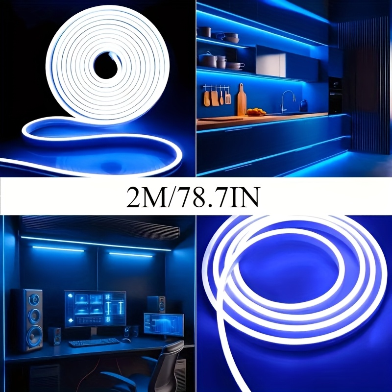 1pc - Deep Blue Neon LED Light, USB Powered Flexible LED Lights, Suitable for Indoor Party Christmas DIY Holiday Kitchen Decor Shop Lighting Bedroom TV Cabinet Wardrobe Scene Decoration Illumination, Flexible Neon Sign