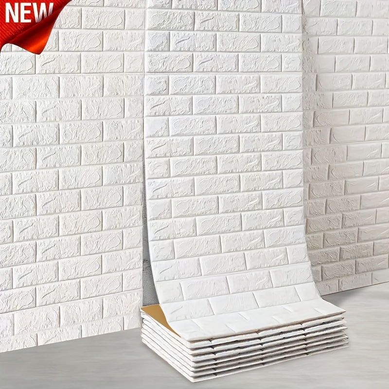 

2 Rolls 3d Foam Brick Wallpaper, Vinyl Self-adhesive Wall Covering, Waterproof & Moisture-proof, Straight For Living Room, Kitchen, Bedroom, Dorms & Office Decor