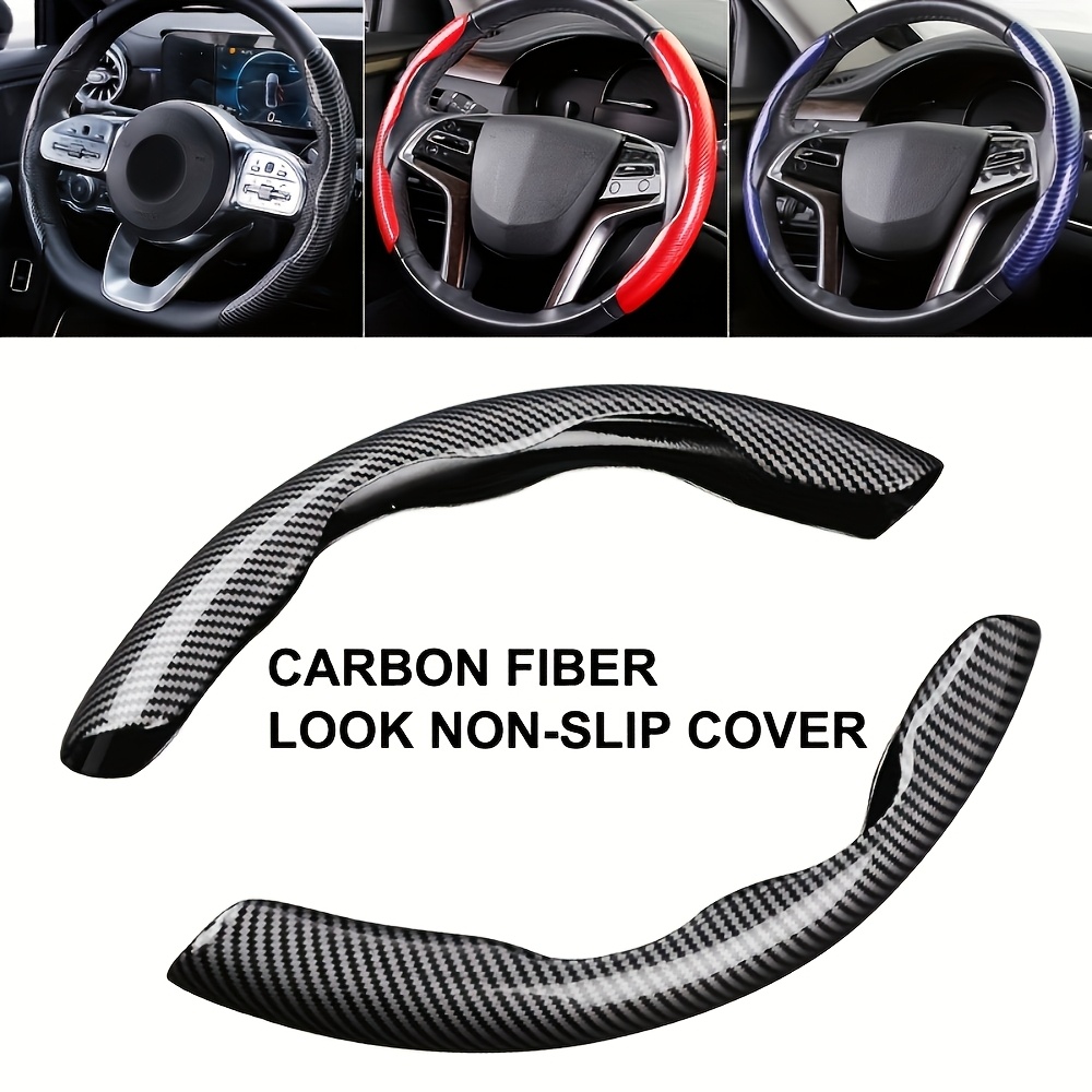 

2pcs Ultra-thin Carbon Fiber Steering Wheel Covers - High-grip, Non-slip Grip For All , Fit For 15" Diameter