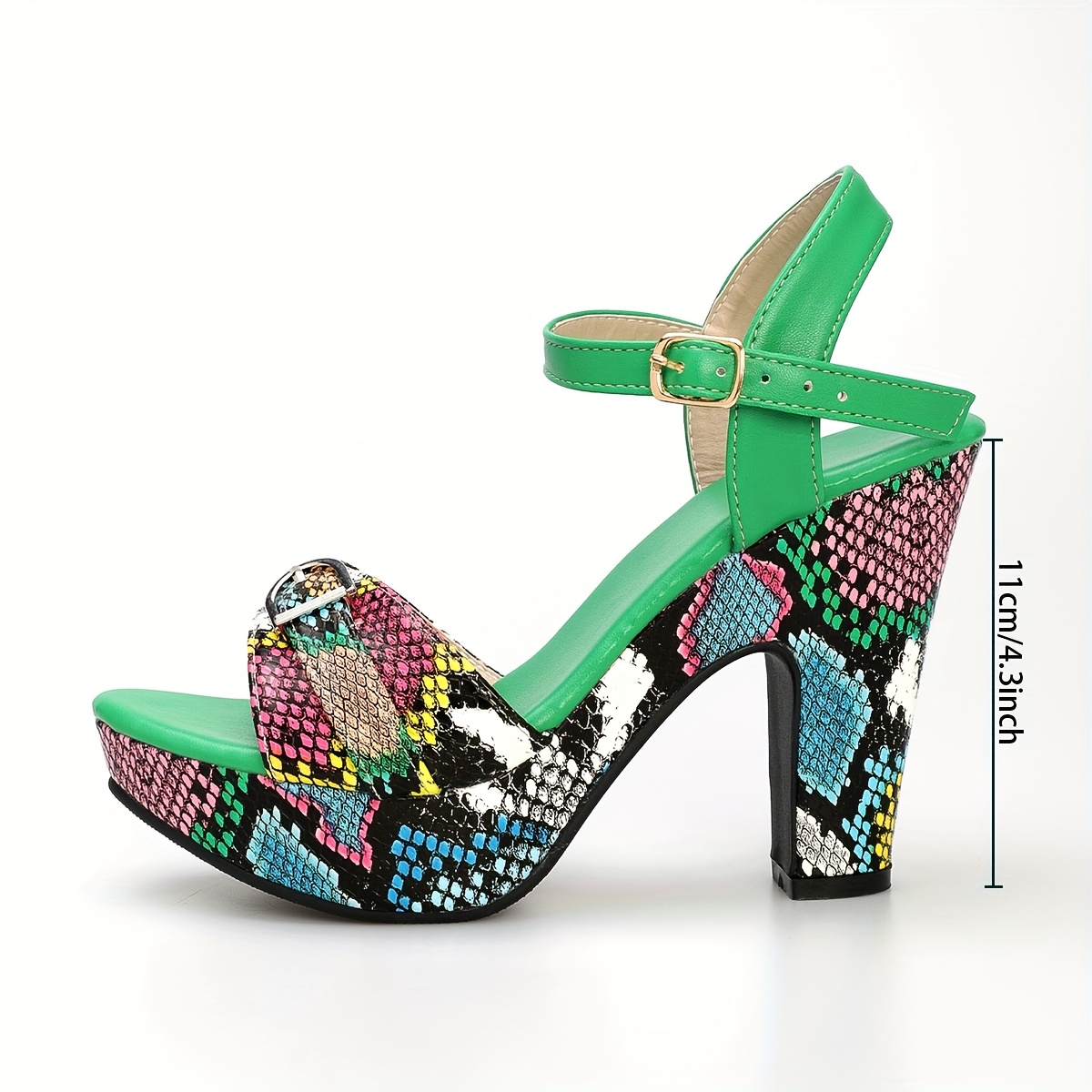 sandalias elegantes estampado serpiente verde Temu Mexico