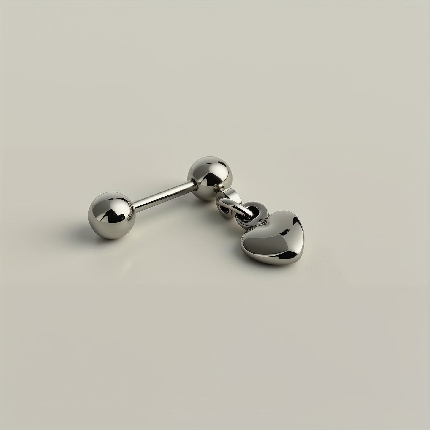 Heart Pendant 304 Stainless Steel Threaded Minimalist Ball Ear Bone Stud