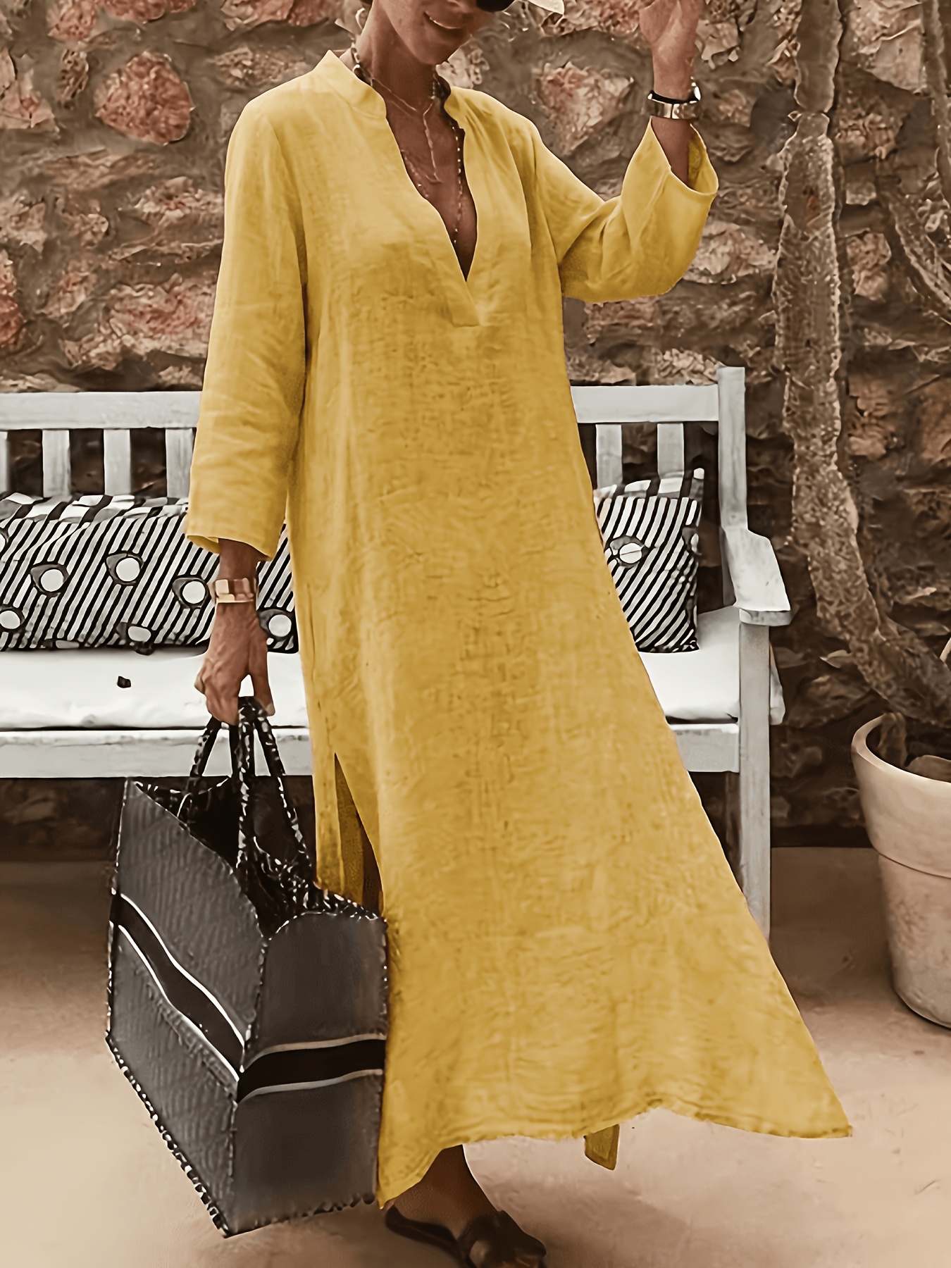 long cotton linen dresses sold on Temu Australia