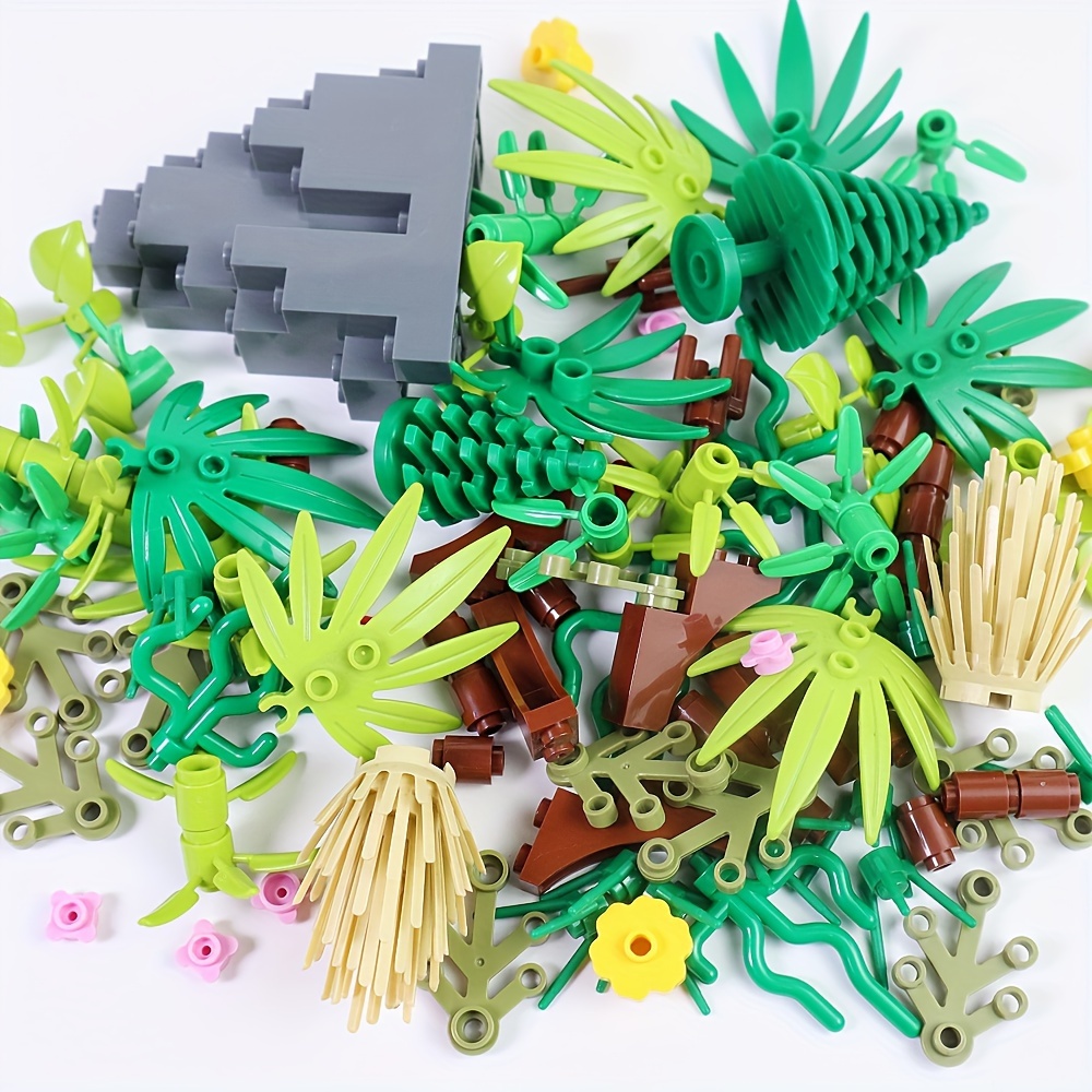 

100pcs Plants Building Blocks Toys, Compatible City Mountain Forest Bamboos Trees Water And Grass Diy Construction Toys, Birthday Gifts, Classic Bricks Parts