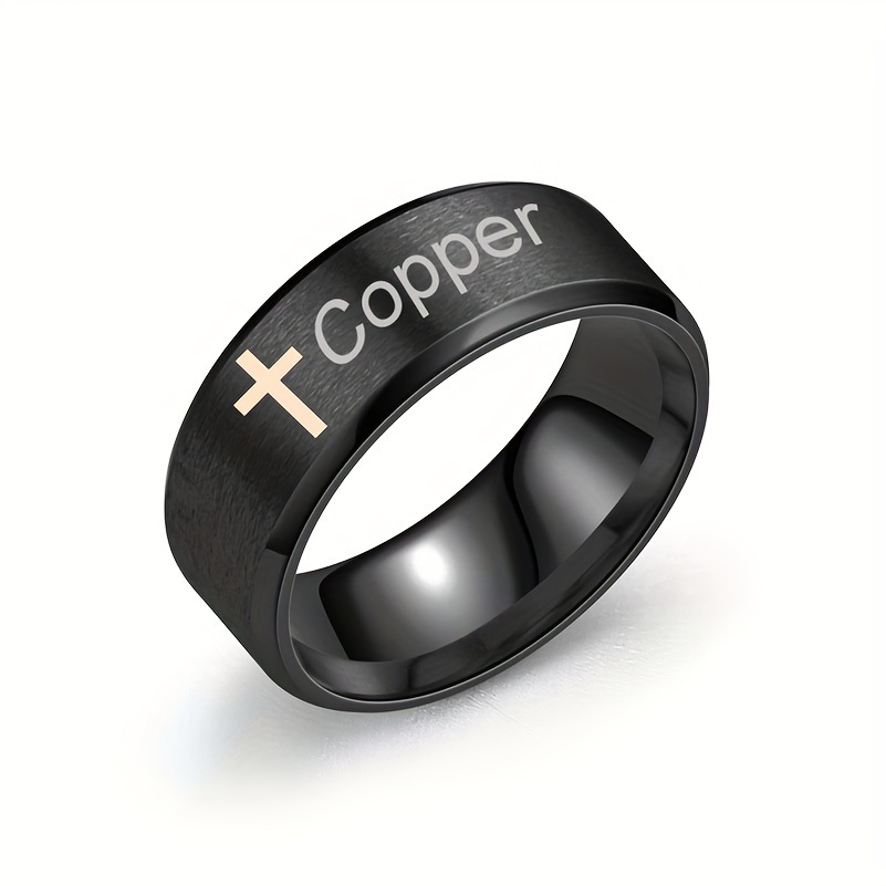 Custom Engraved Stainless Steel Cross Ring