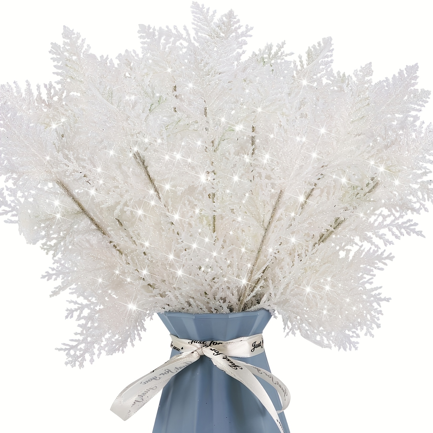 TEMU 10pcs Christmas Decorative Flowers 10.2 Inch Artificial Pine Branches Artificial Cedar Picking Christmas Flowers Spray Vase Filling Household