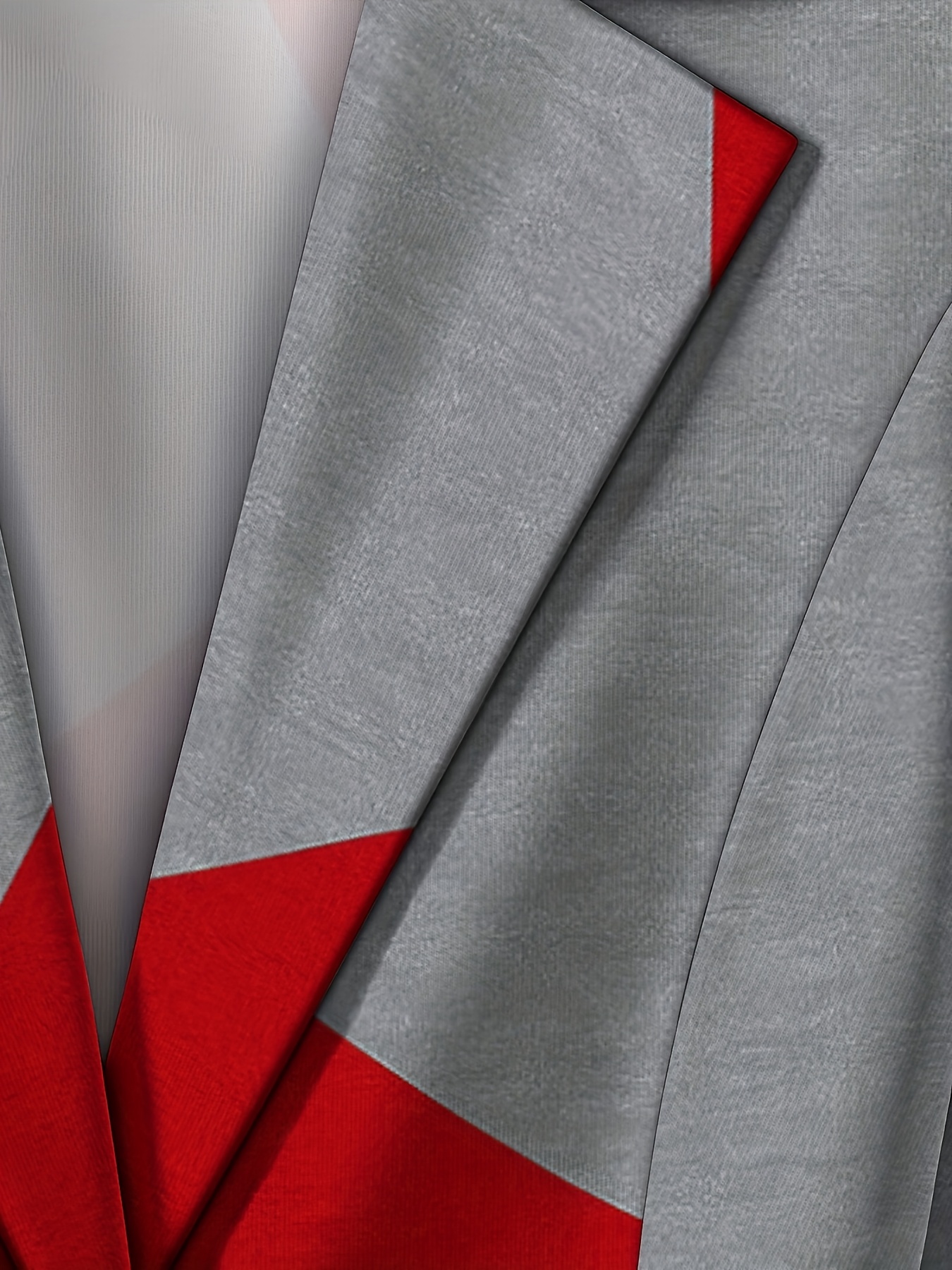 Women's Elegant Red/Black/White/Gray Geometric Houndstooth-like Blazer Jacket & Matching Suit - X-Line Tailored Collar, Single-Button Closure, Machine Washable Winter Coat for, Office, or Formal Events