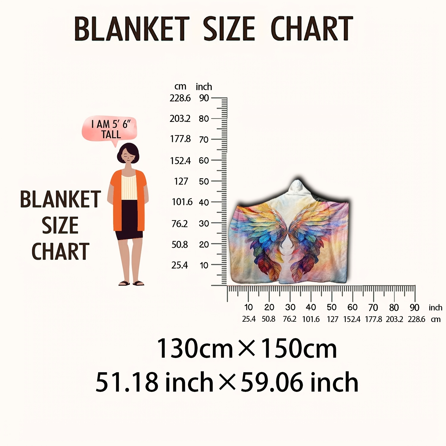 TEMU 1pc Romantic Colored Feather Wearable Blanket, Unisex Hooded Blanket, Warm And Comfortable Hooded Blanket With Large Pockets, Machine Washable