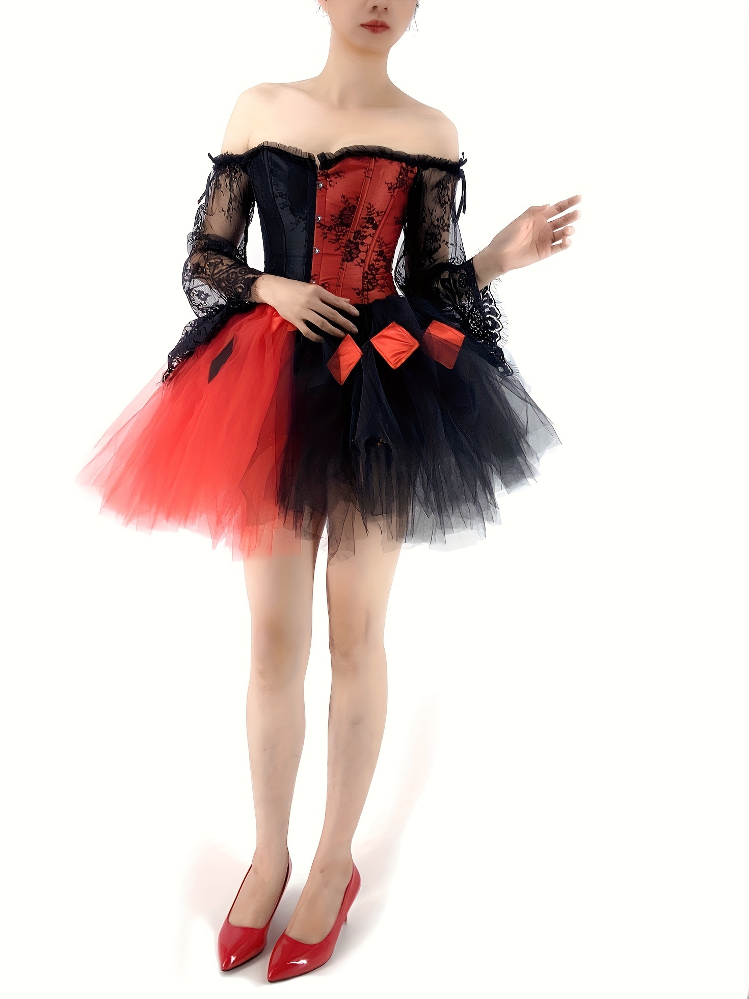 women's gothic two tone tutu skirt black red party dress Temu
