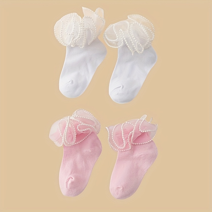 Image of Pack Of Of Pearl And Lace Dance Socks For Girls, Middle-aged And Older , Elegant Short Socks For Party Wear