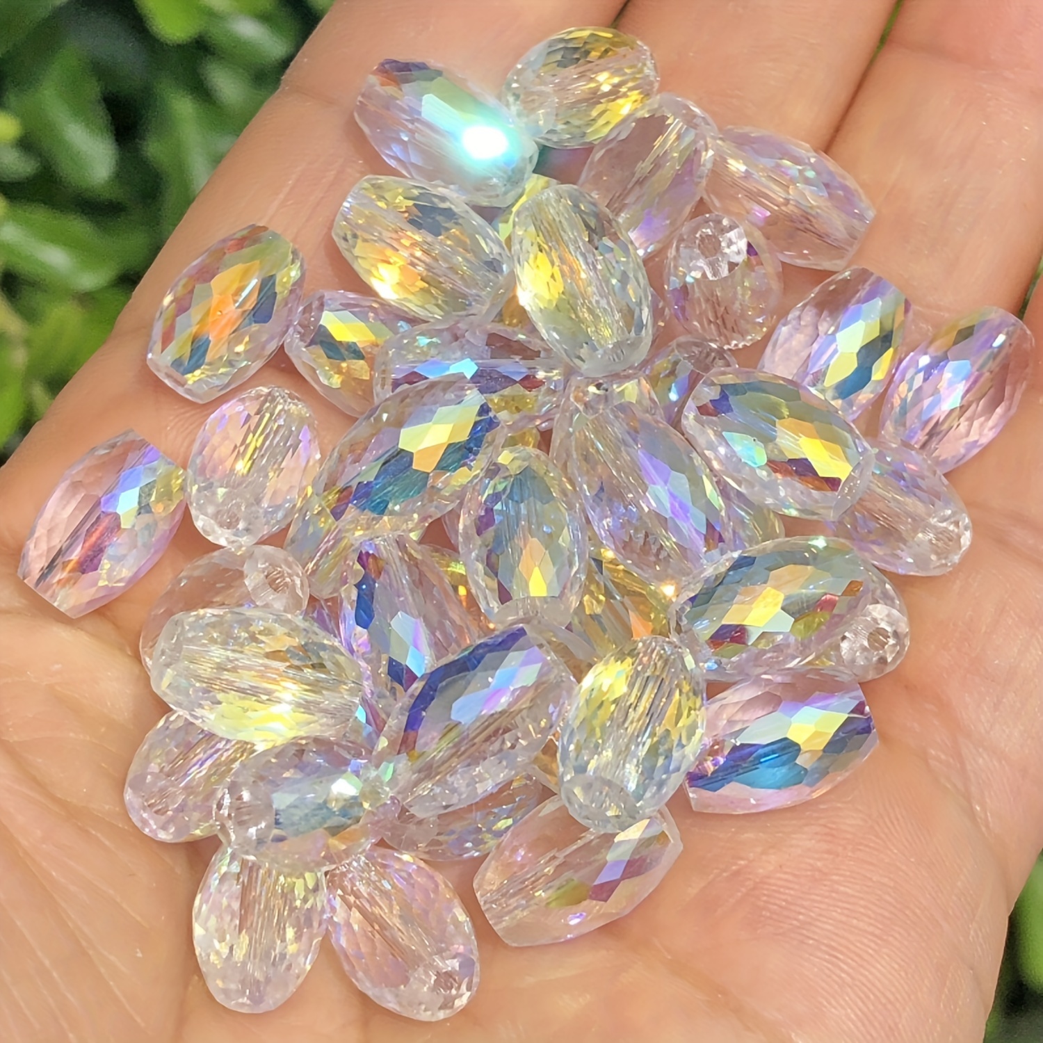 

20pcs 8x12mm Premium Ab Rainbow Australian Crystal Beads, Maple Leaf Shape For Making And Earring Crafts