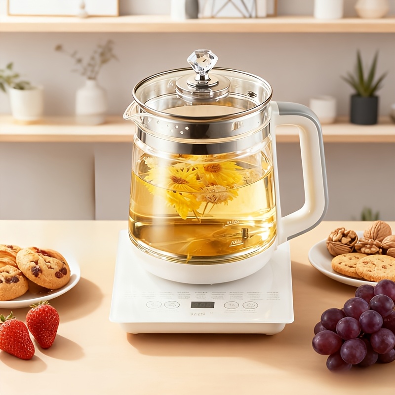 TEMU Yalulu Electric Kettle, Health Pot, Heated Glass Carafe, 1.8l/60.87oz, 18 Cooking Options, Smart Touch Screen, With Egg Steaming Rack, For , ,