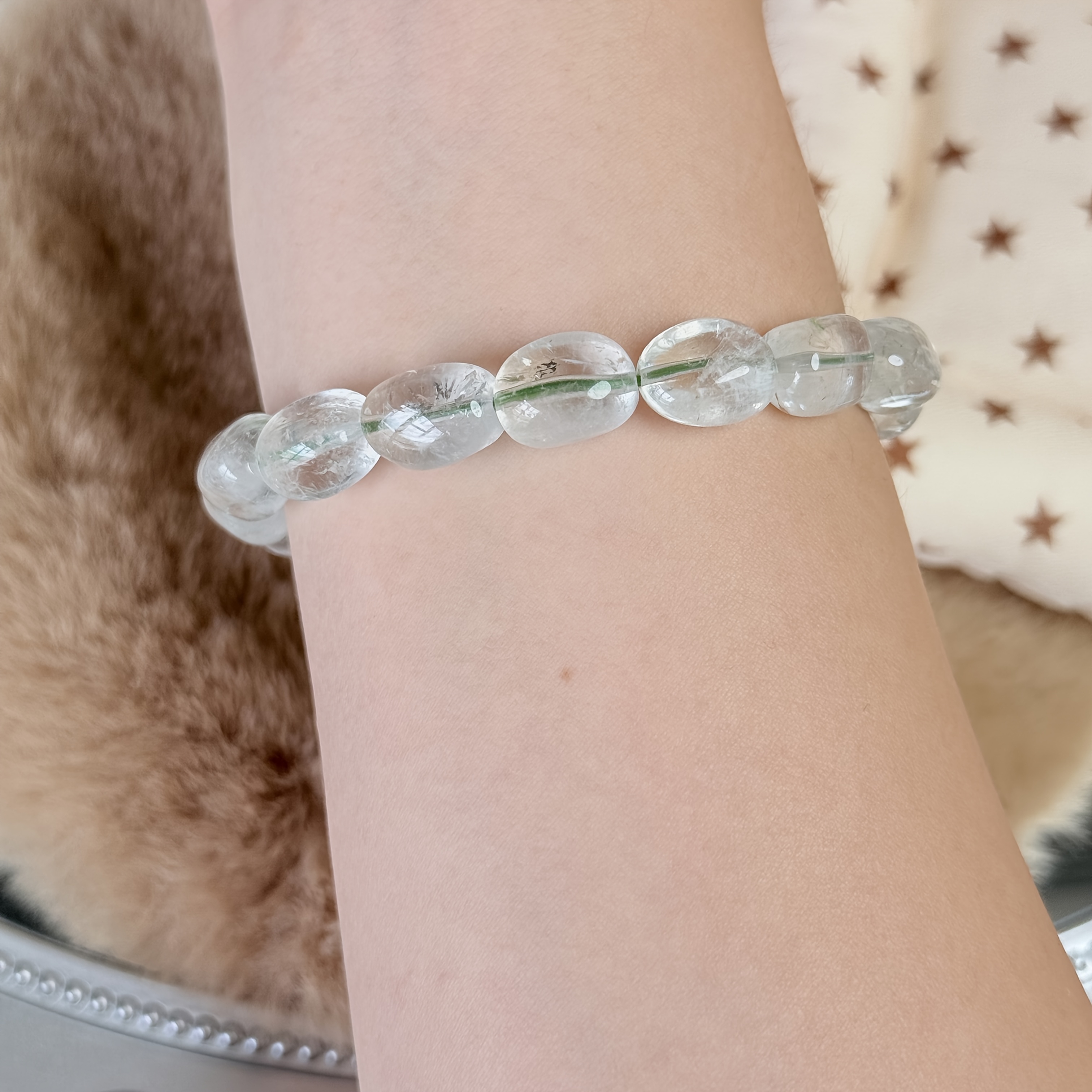 9mm Irregular Natural Green Sugar Drop Crystal Beaded Bracelet