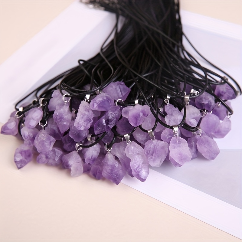 10 Pieces Natural Amethyst Charms - Irregular Shape Stone Pendants For Jewelry Making DIY Necklaces & Earrings