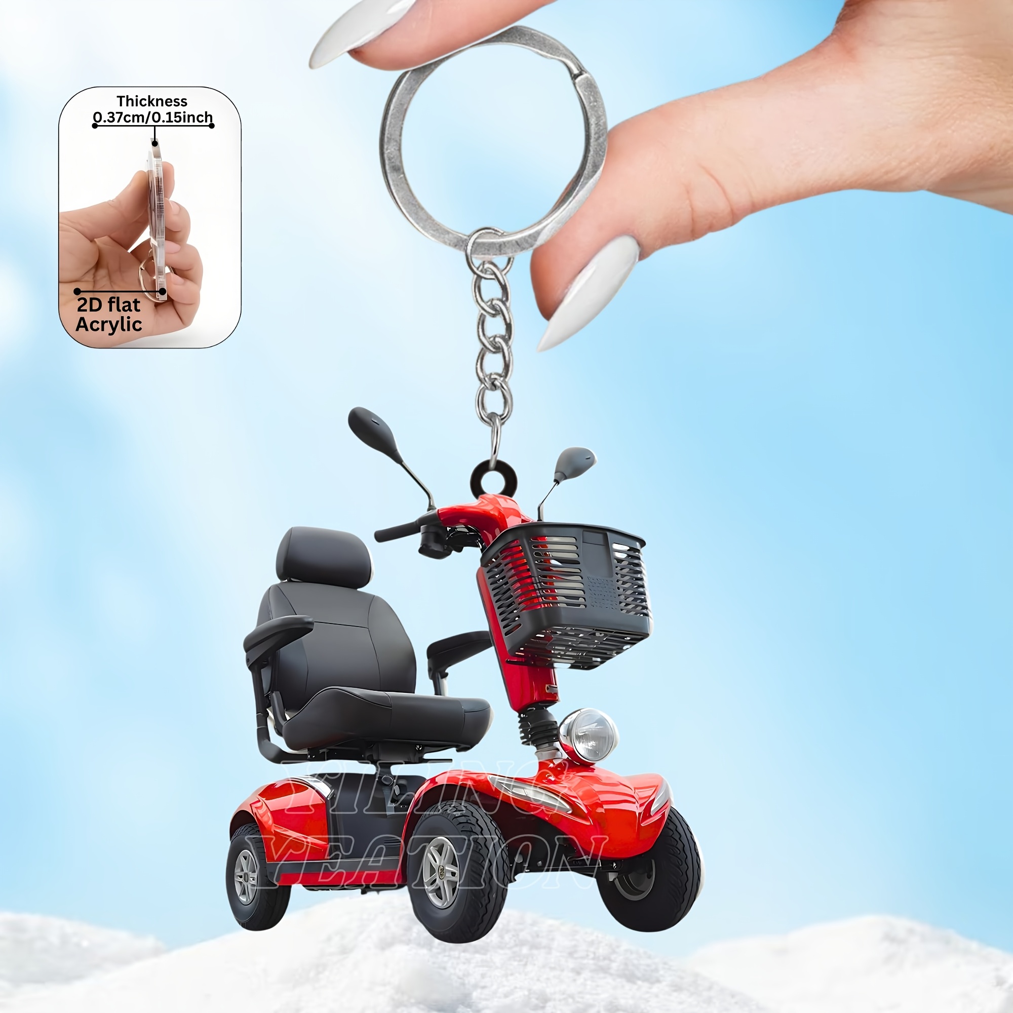 TEMU 2d 1pc Electric Bike Theme Acrylic Keychain, Suitable For Home Key Hanging, Fashionable Office Decoration Key Chain, Car Key Pendant, Backpack